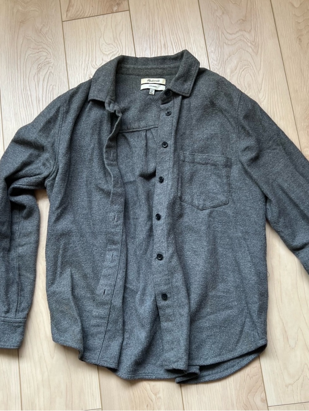 Madewell Heather Gray Button-Front Shirt Jacket
